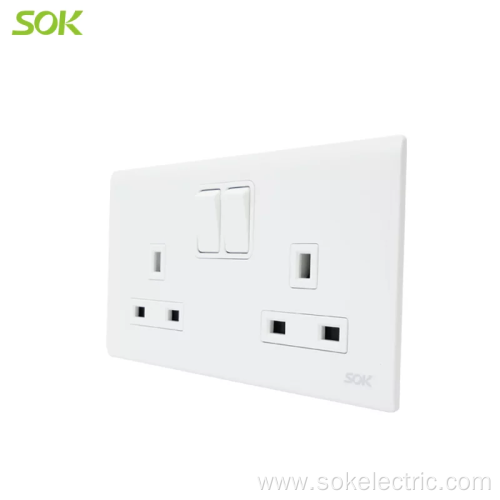 13A250V Double Pole 2Gang switch and socket Outlets